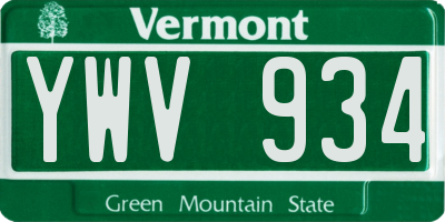 VT license plate YWV934
