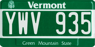 VT license plate YWV935