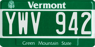 VT license plate YWV942