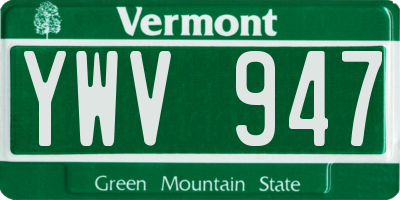 VT license plate YWV947