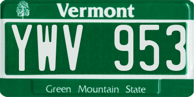VT license plate YWV953