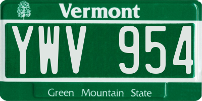 VT license plate YWV954