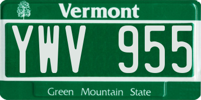 VT license plate YWV955