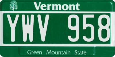 VT license plate YWV958