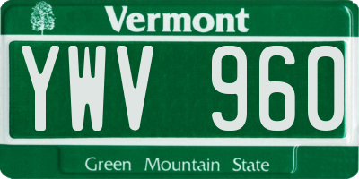 VT license plate YWV960