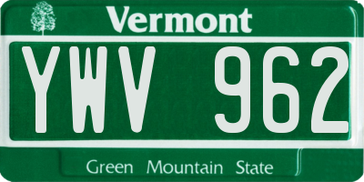 VT license plate YWV962