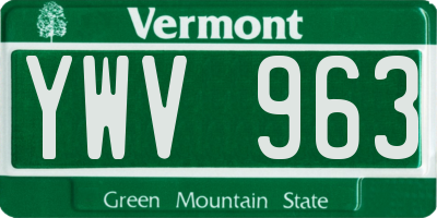 VT license plate YWV963