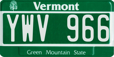 VT license plate YWV966