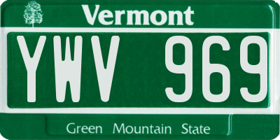 VT license plate YWV969