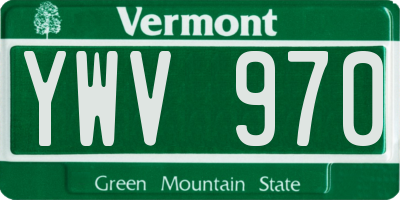 VT license plate YWV970