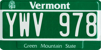 VT license plate YWV978