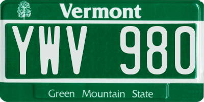 VT license plate YWV980