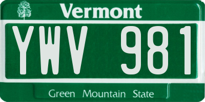 VT license plate YWV981