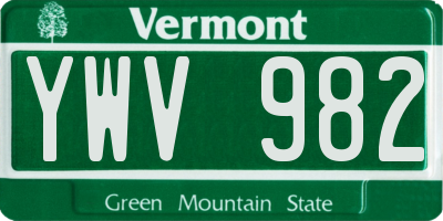 VT license plate YWV982