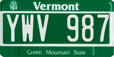 VT license plate YWV987