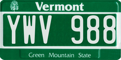VT license plate YWV988