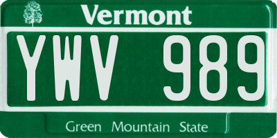 VT license plate YWV989