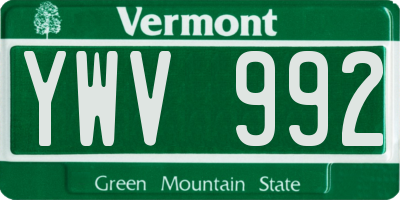 VT license plate YWV992