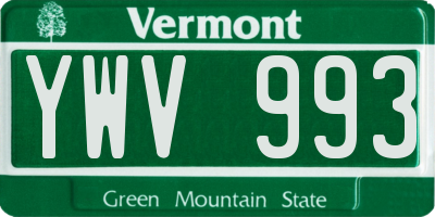 VT license plate YWV993
