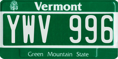 VT license plate YWV996