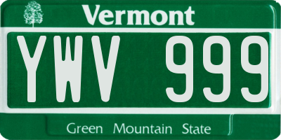 VT license plate YWV999
