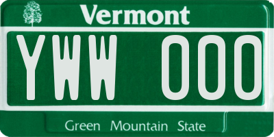 VT license plate YWW000
