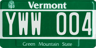 VT license plate YWW004