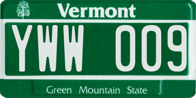 VT license plate YWW009