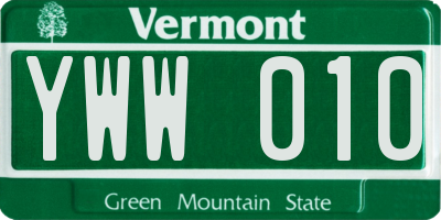 VT license plate YWW010