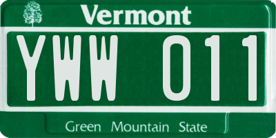 VT license plate YWW011