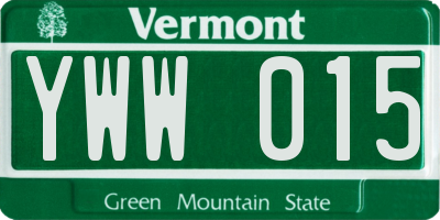 VT license plate YWW015