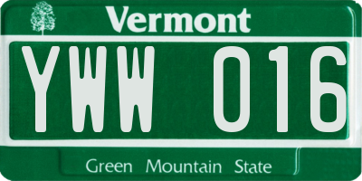VT license plate YWW016