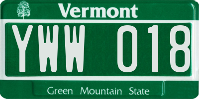 VT license plate YWW018