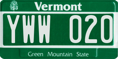 VT license plate YWW020