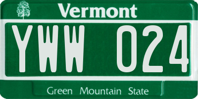 VT license plate YWW024