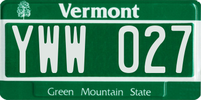 VT license plate YWW027