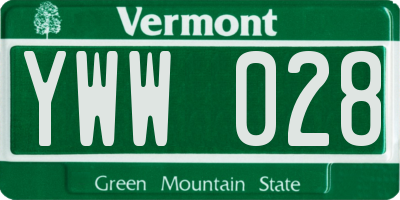 VT license plate YWW028