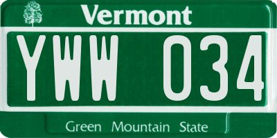 VT license plate YWW034