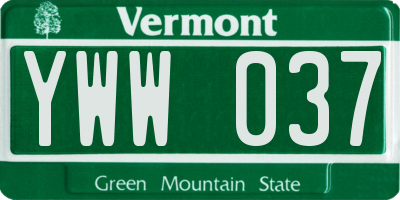 VT license plate YWW037