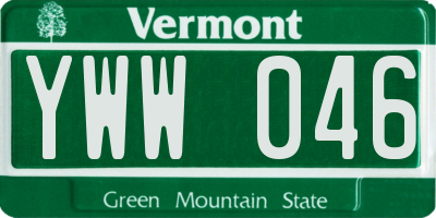 VT license plate YWW046