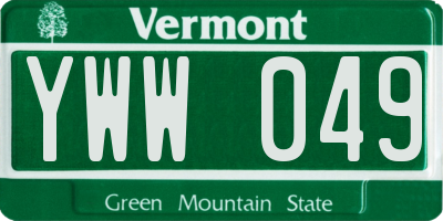 VT license plate YWW049