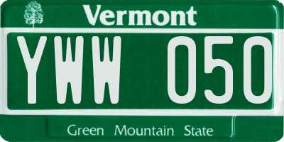 VT license plate YWW050