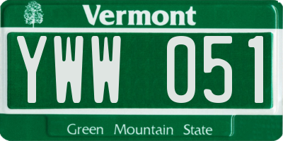VT license plate YWW051