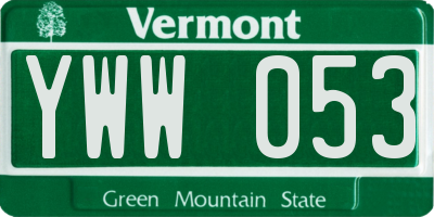 VT license plate YWW053