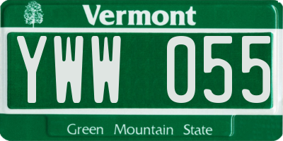 VT license plate YWW055