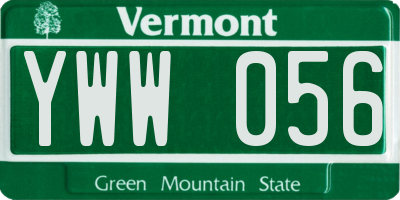 VT license plate YWW056