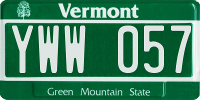 VT license plate YWW057