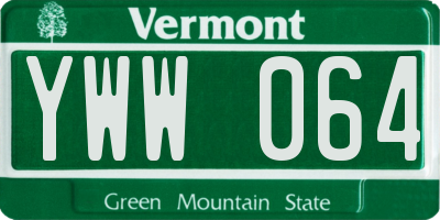 VT license plate YWW064