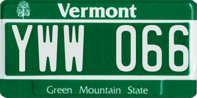 VT license plate YWW066