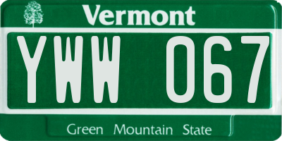 VT license plate YWW067
